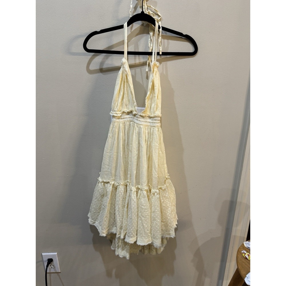 Free People 100 Degrees Of Shine Mini Dress Mesh Sleeveless Ruched Size Large - Picture 6 of 12
